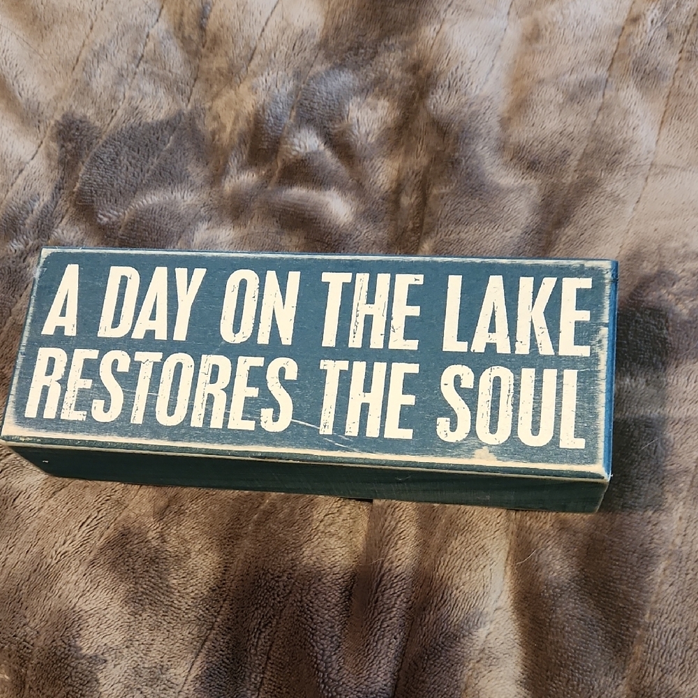 Source Unknown Blue and White Decorative Sign